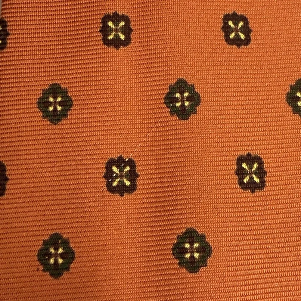 Burberry London Men's Tie Rust Orange Geometric Satin Silk 3.75